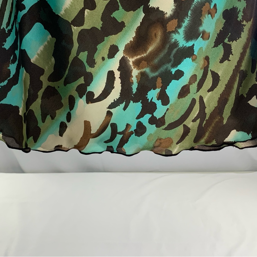 Abstract Brown Turquoise Animal Print Halter Top Dress Barn Blouse Size S - Picture 9 of 15